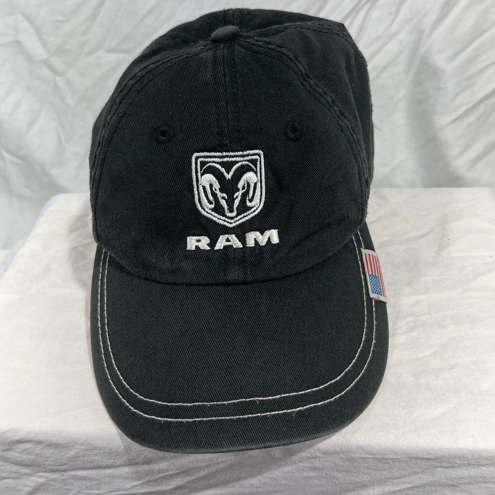 Dodge Ram Cap Hat Adjustable Black Hook Loop Stars Stripes US Flag Mens OS Large